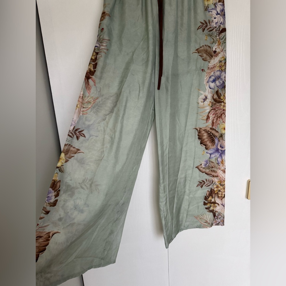 Final Zimmermann Coco Floral Silk Relaxed-Fit Shirt & Trousers Set Sage AU2 US8 - Picture 10 of 16
